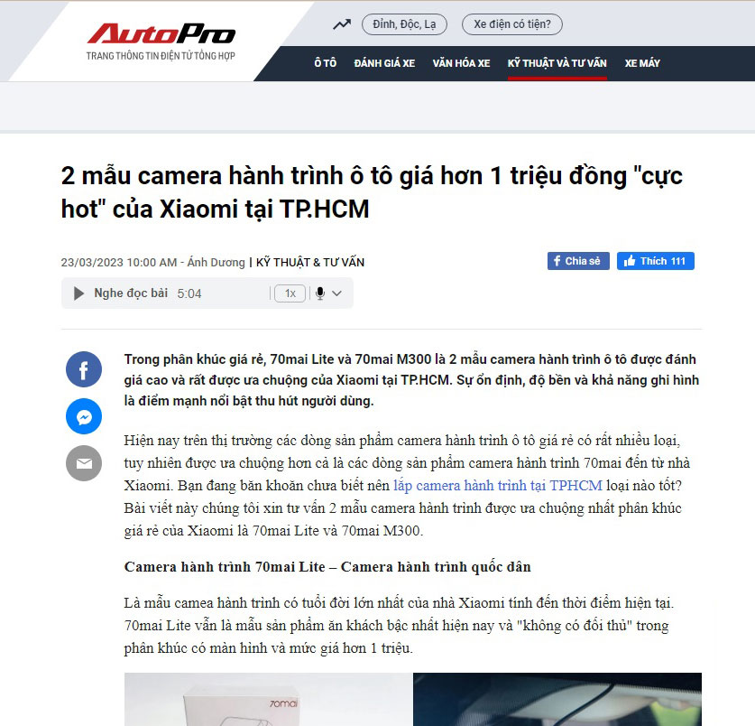 camera hành trình 70mai tại tphcm